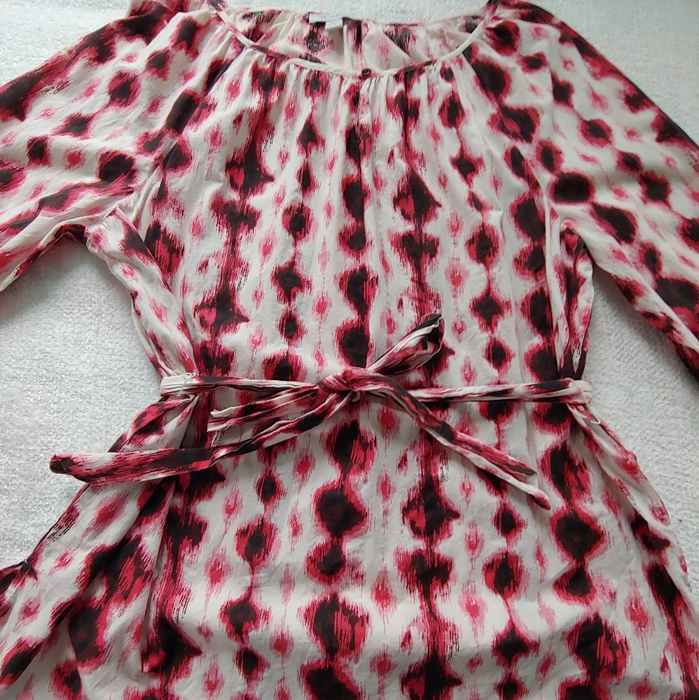 GUC Bandolino 3/4 Sleeve Tie Waist Batik Print Tunic - Size XL